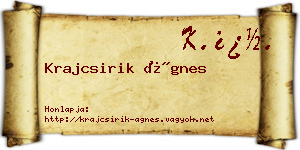 Krajcsirik Ágnes névjegykártya